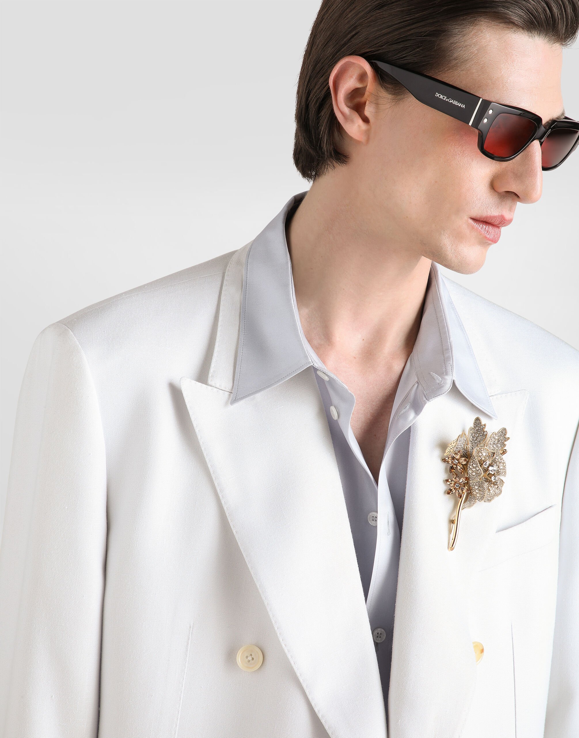 Sicilia light double-breasted viscose jacket in White for Men