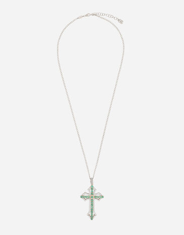Dolce & Gabbana Tradition pendant in yellow and white gold 18kt with emeralds and diamonds Yellow WAQP2GWSAP1