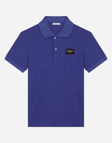 Dolce & Gabbana Polo in piquet con placca logata Stampa L4JWITHS7NW