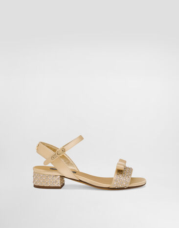 Dolce & Gabbana Satin sandals with glittery polka-dots and rhinestones Multicolor D11285A4801