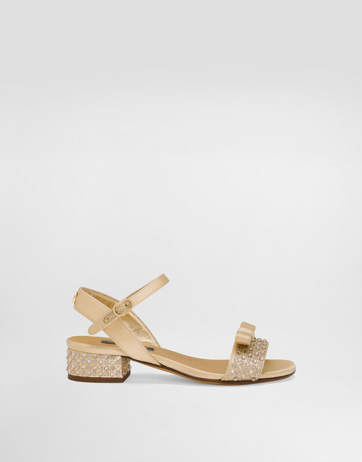 Dolce & Gabbana Satin sandals with glittery polka-dots and rhinestones Gold D11305A4772