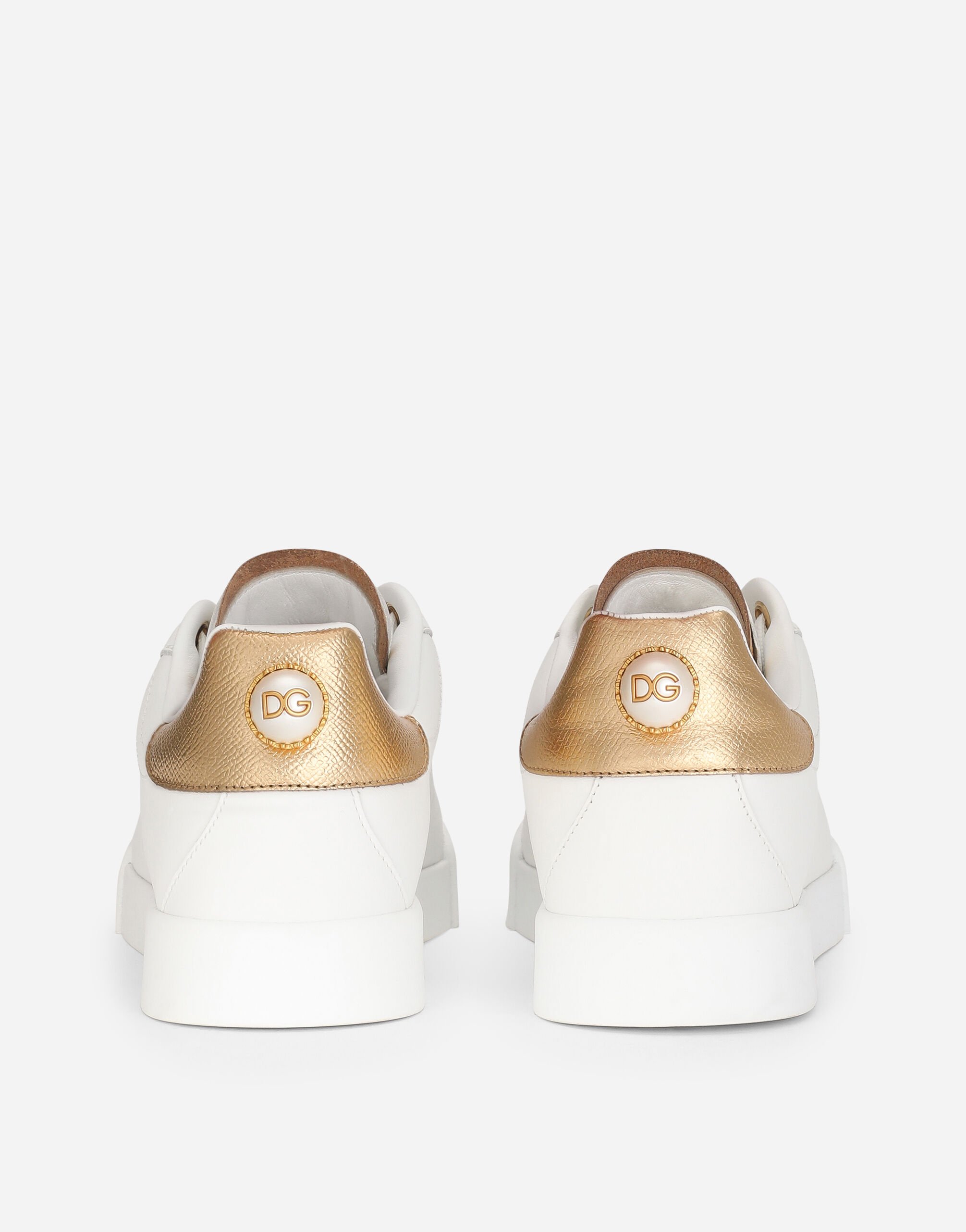DOLCE & GABBANA★ポルトフィーノ スニーカー CK2329AN2988B996 Calfskin nappa Portofino sneakers with lettering in White