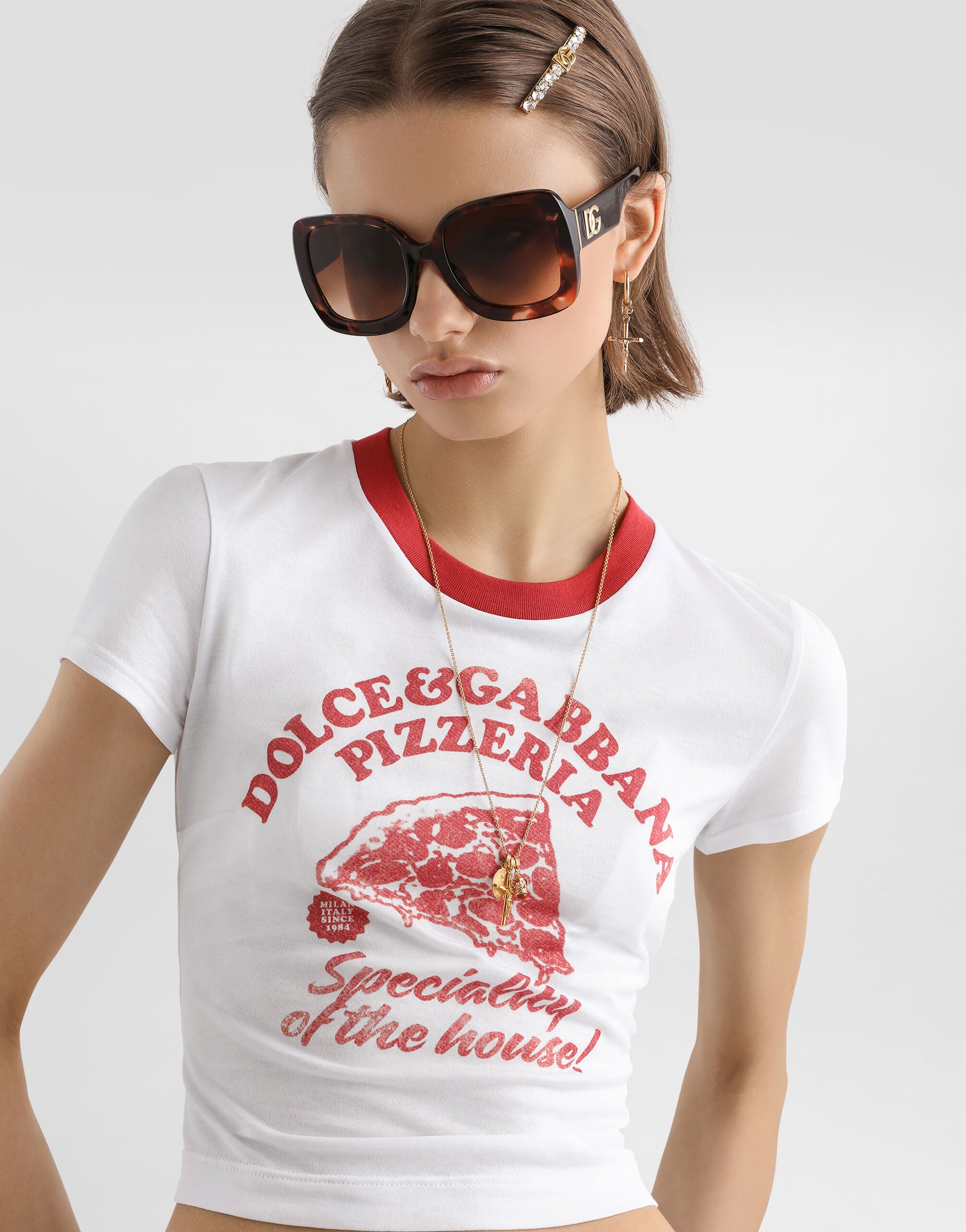 Jersey t-shirt with print in White for Women | Dolce&Gabbana®