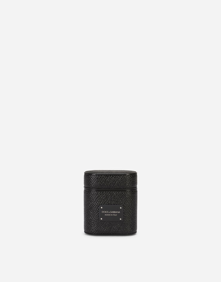 Dolce & Gabbana Dauphine calfskin airpods pro case with branded plate Black BP2816AW394