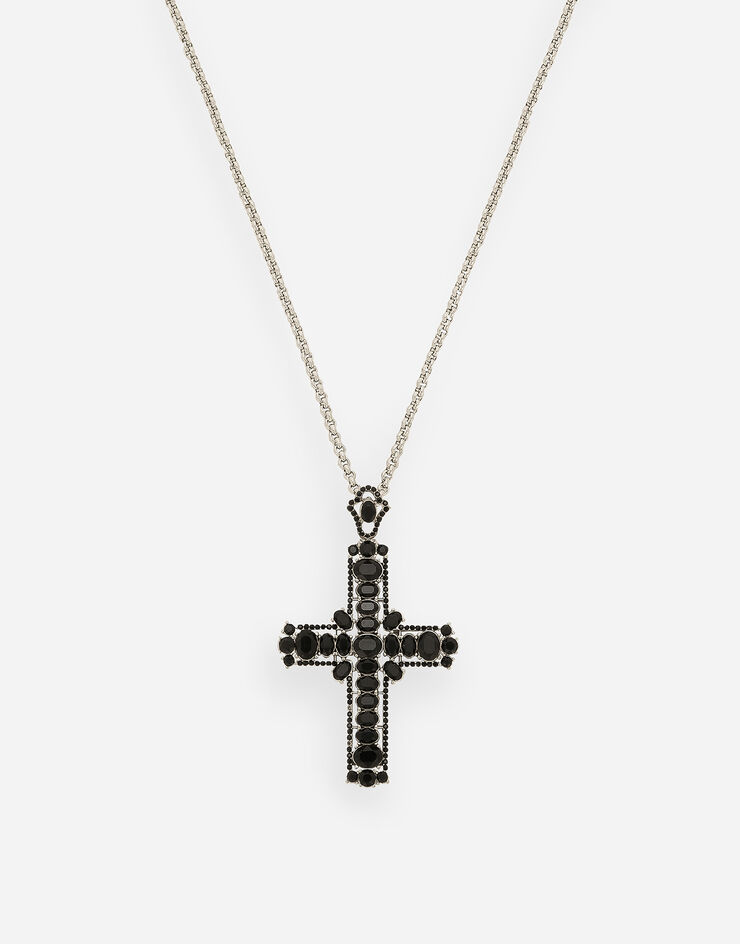 Dolce&Gabbana Necklace with rhinestone-detailed cross pendant Black WNP7S4W1111