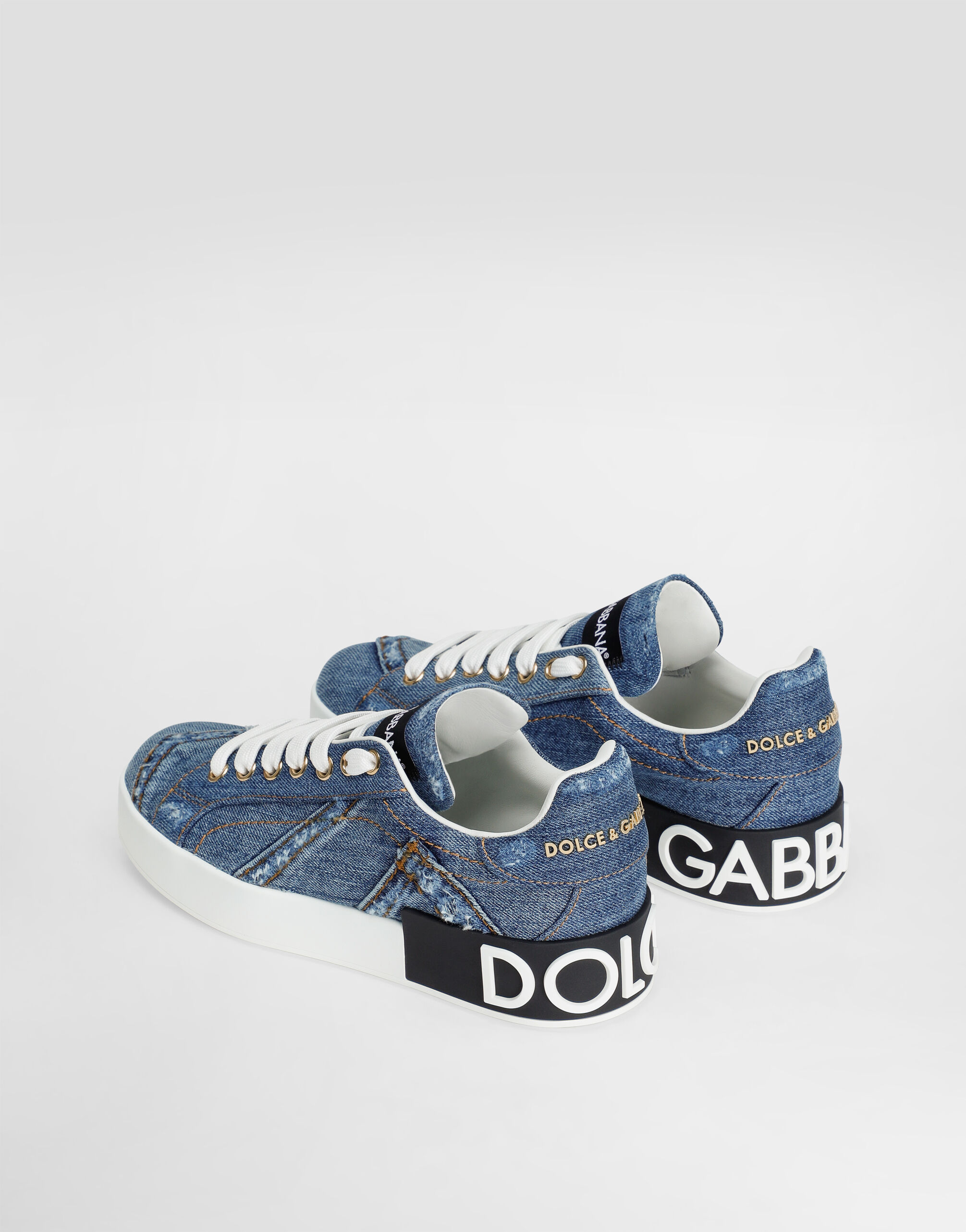 Calfskin Portofino sneakers with DG logo in Blue for Women