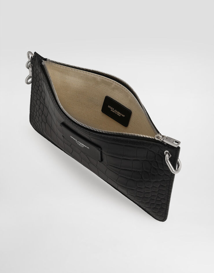 Dolce & Gabbana Crocodile-print calfskin toiletry bag Black BP3343AS422