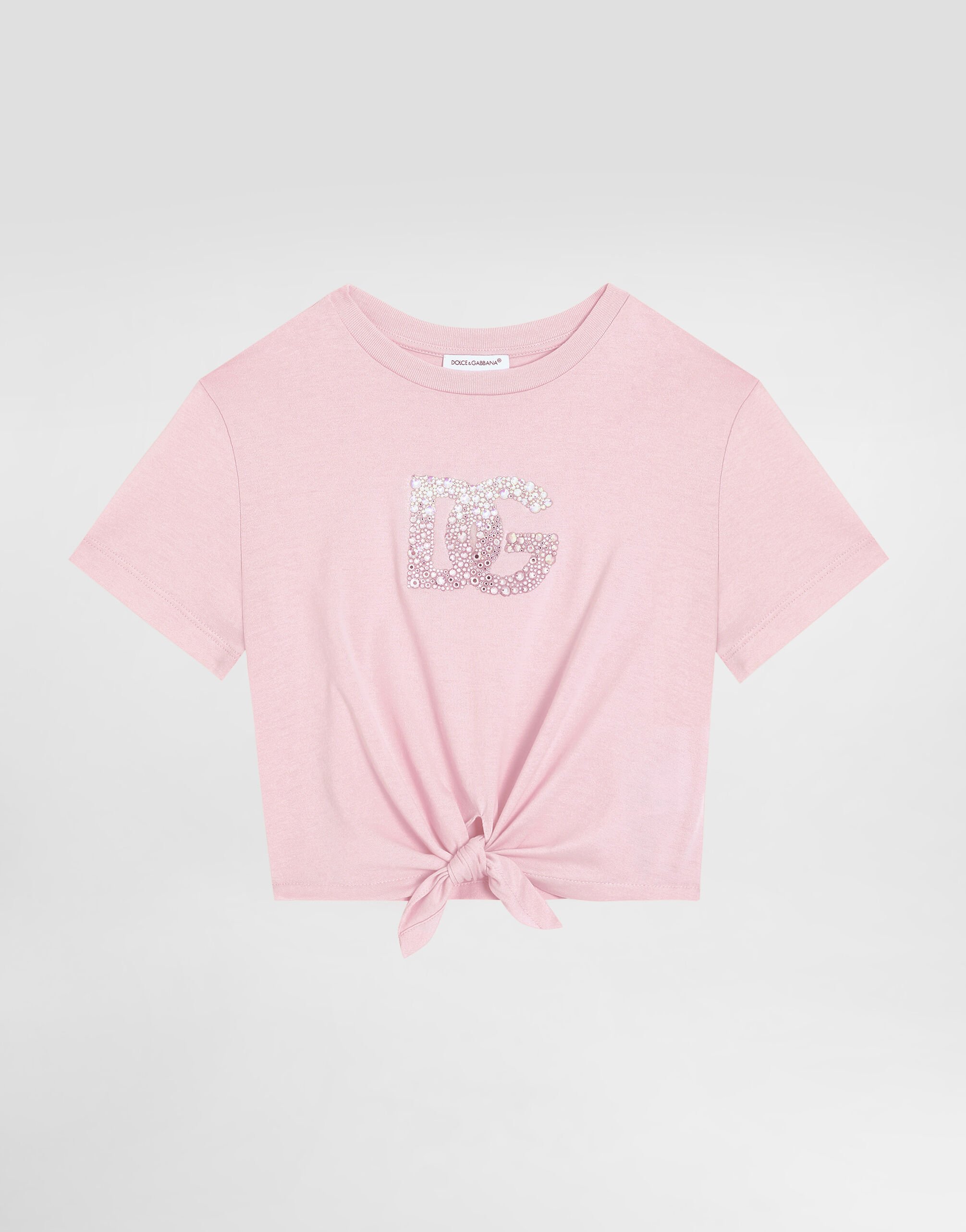 Dolce & Gabbana 長袖ストライプシャツ ロゴ総柄 ピンク/HW32