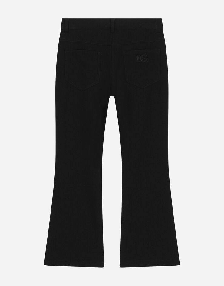 Dolce & Gabbana Pantaloni flare in cady con logo DG Nero L52F74G7M4Q