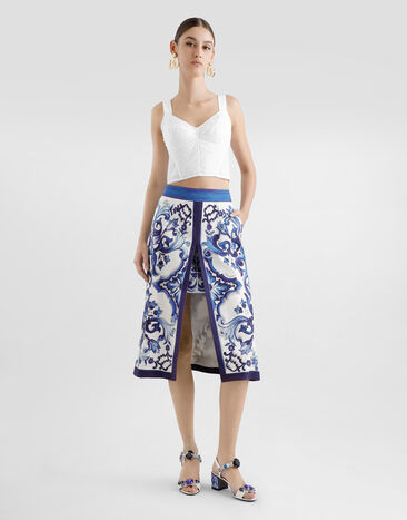 Dolce & Gabbana Falda con estampado de mayólica Imprima I4O18WFPFTB