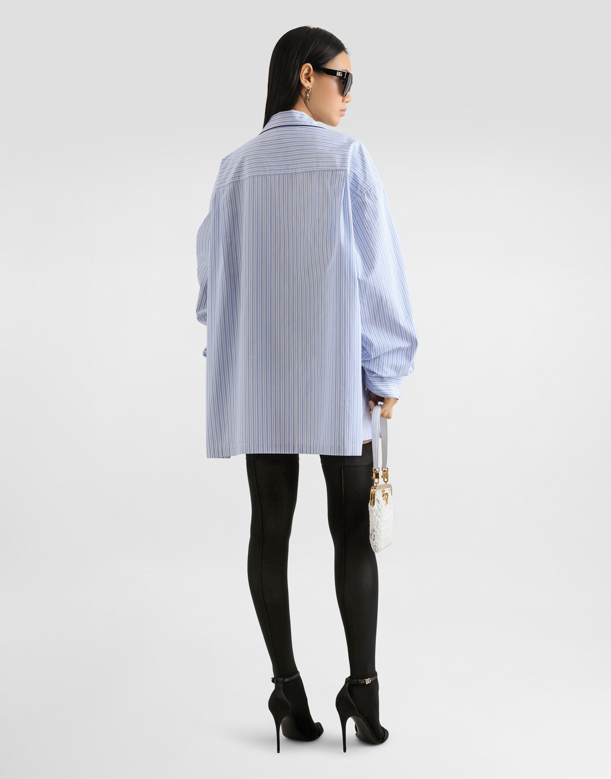 Striped fabric vanity shirt in Multicolor for Women