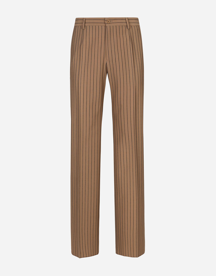 Dolce & Gabbana Nadelstreifenhose mit geradem Bein Beige GYZMHTFR20N