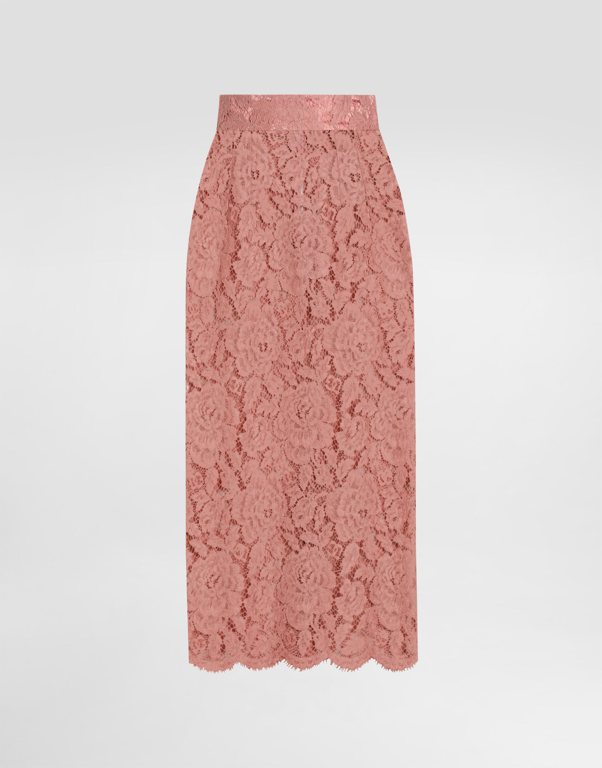 Logoed floral cordonet lace pencil skirt in Multicolor for