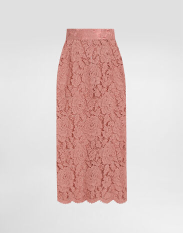 Dolce & Gabbana Logoed floral cordonet lace pencil skirt Print F4BBOTIS1Y7
