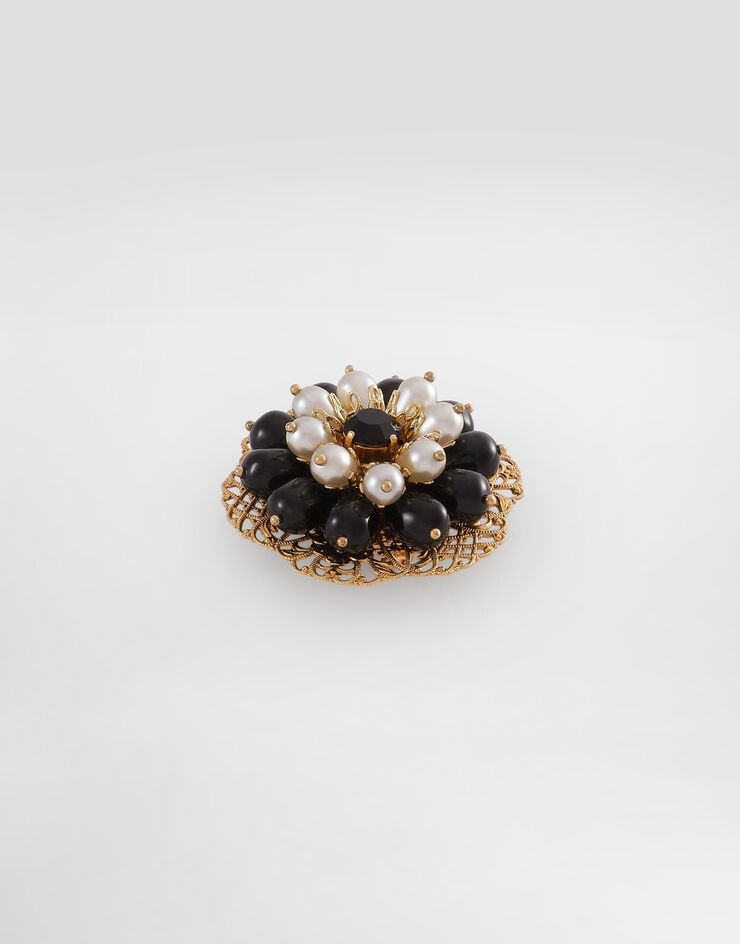 Dolce & Gabbana 水钻装饰金属胸针 金 WPR1I2W1111