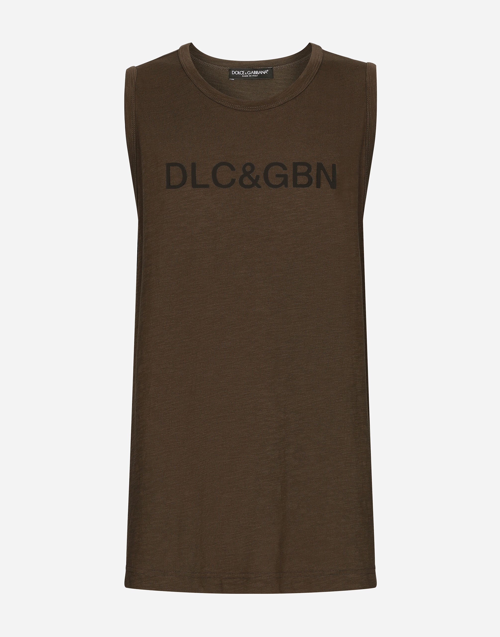 Dolce & Gabbana Cotton singlet with Dolce&Gabbana logo Print G8RG4THS7M4