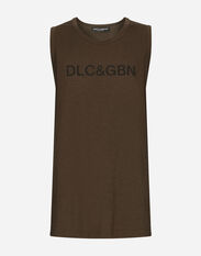 Dolce & Gabbana Cotton singlet with Dolce&Gabbana logo Brown G9AQVTHU7PP