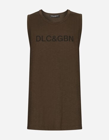 Dolce & Gabbana Cotton singlet with Dolce&Gabbana logo Print G8PB8THI7Z2