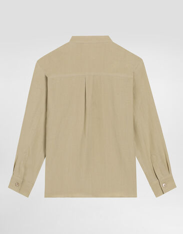 Dolce & Gabbana Linen shirt with DG logo embroidery Beige L44S39G7O9A