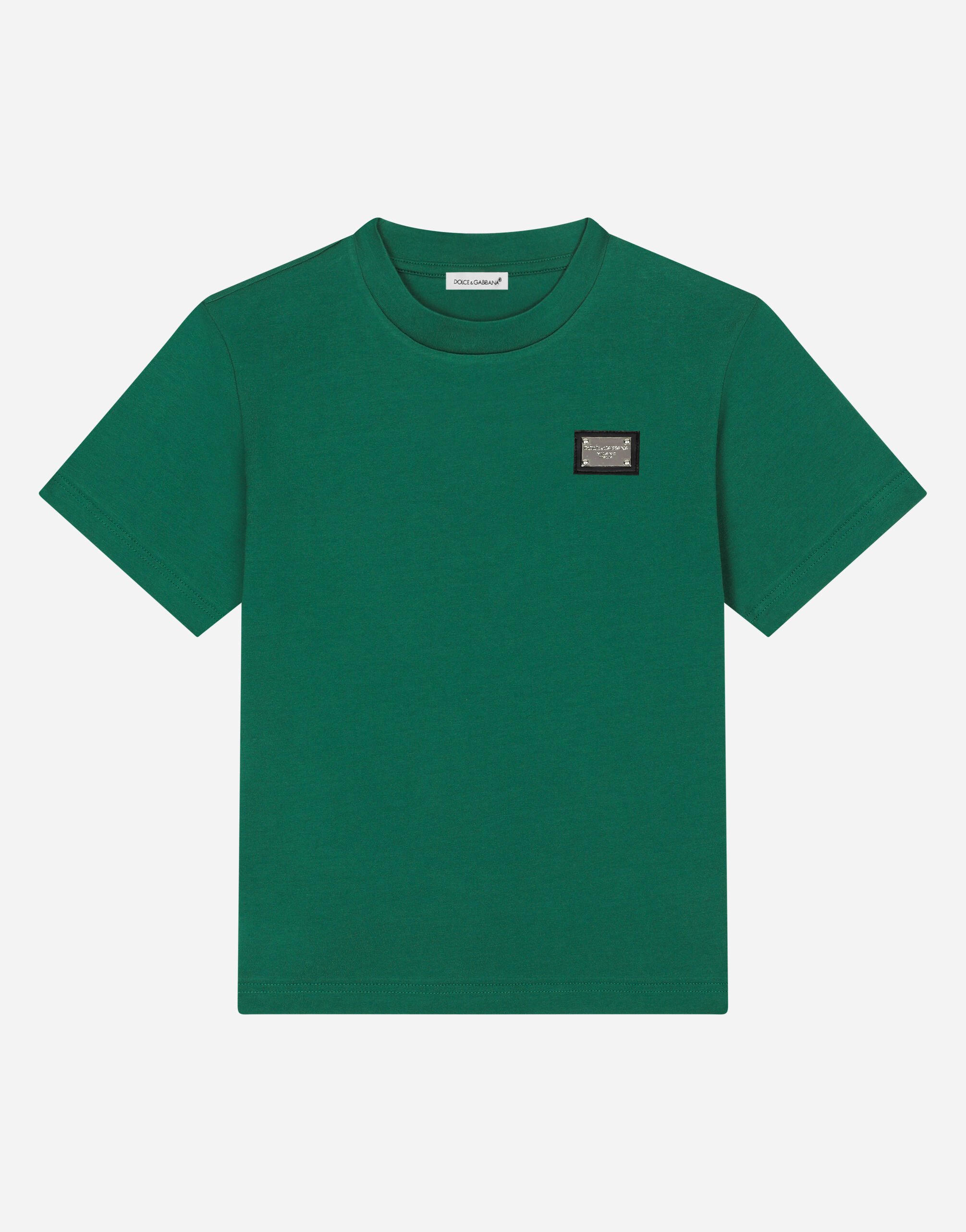 Dolce & Gabbana Camiseta de punto con placa con logotipo Imprima L4JWITHS7NW