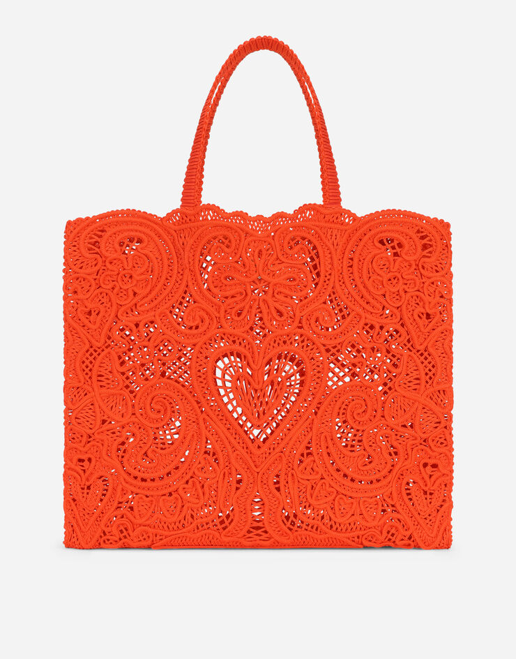 Dolce&Gabbana Large cordonetto lace Beatrice shopper Orange BB6957AW717