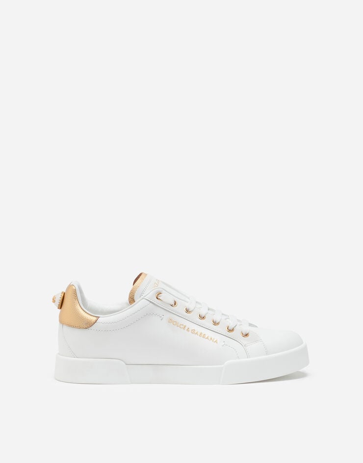 Dolce & Gabbana Calfskin nappa Portofino sneakers with lettering White/Gold CK0159AN298