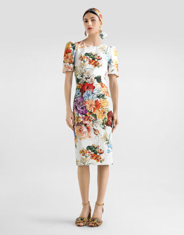 Dolce & Gabbana Bouquet-print dress in cretonne Print F6TYCTFSRQU