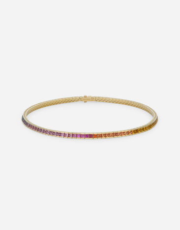 Dolce & Gabbana Collar de tenis en oro amarillo de 18 kt con zafiros multicolores Dorado WNQA8GWMIX1