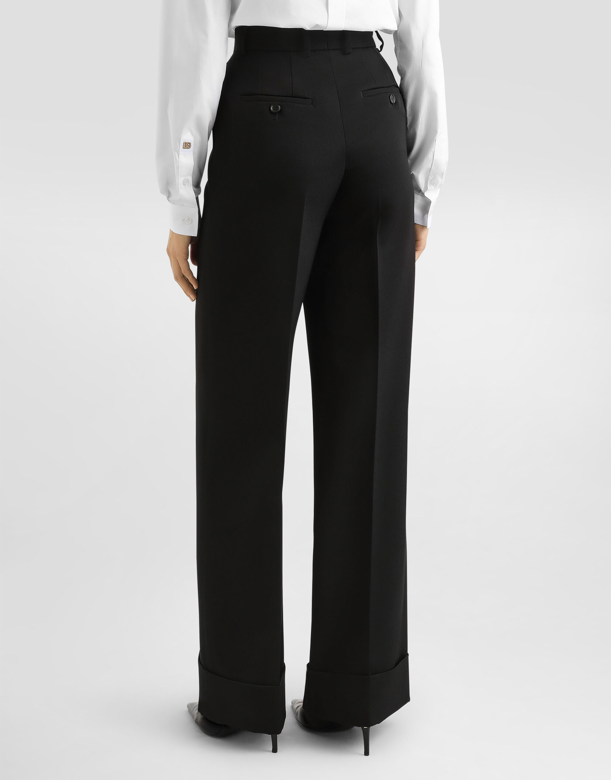 Wool gabardine trousers in Black for Women | Dolce&Gabbana® US