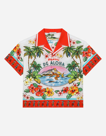Dolce & Gabbana Camisa de popelina con estampado Hawaii Imprima L44S10FI5JO
