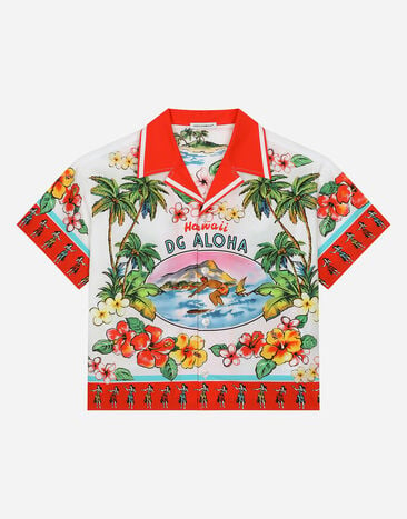 Dolce & Gabbana قميص بوبلين بطبعة هاواي مطبعة L43S86G7L5W