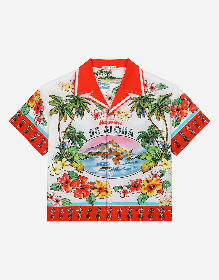 Dolce & Gabbana Camisa de popelina con estampado Hawaii Imprima L43S86G7L5X