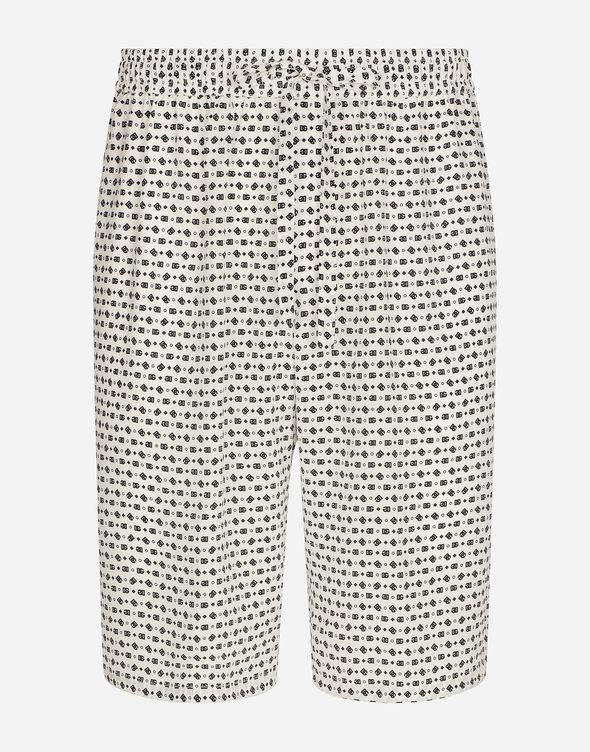 Dolce & Gabbana Crepe de chine jogging shorts with DG logo print White GVUZATG7K4T