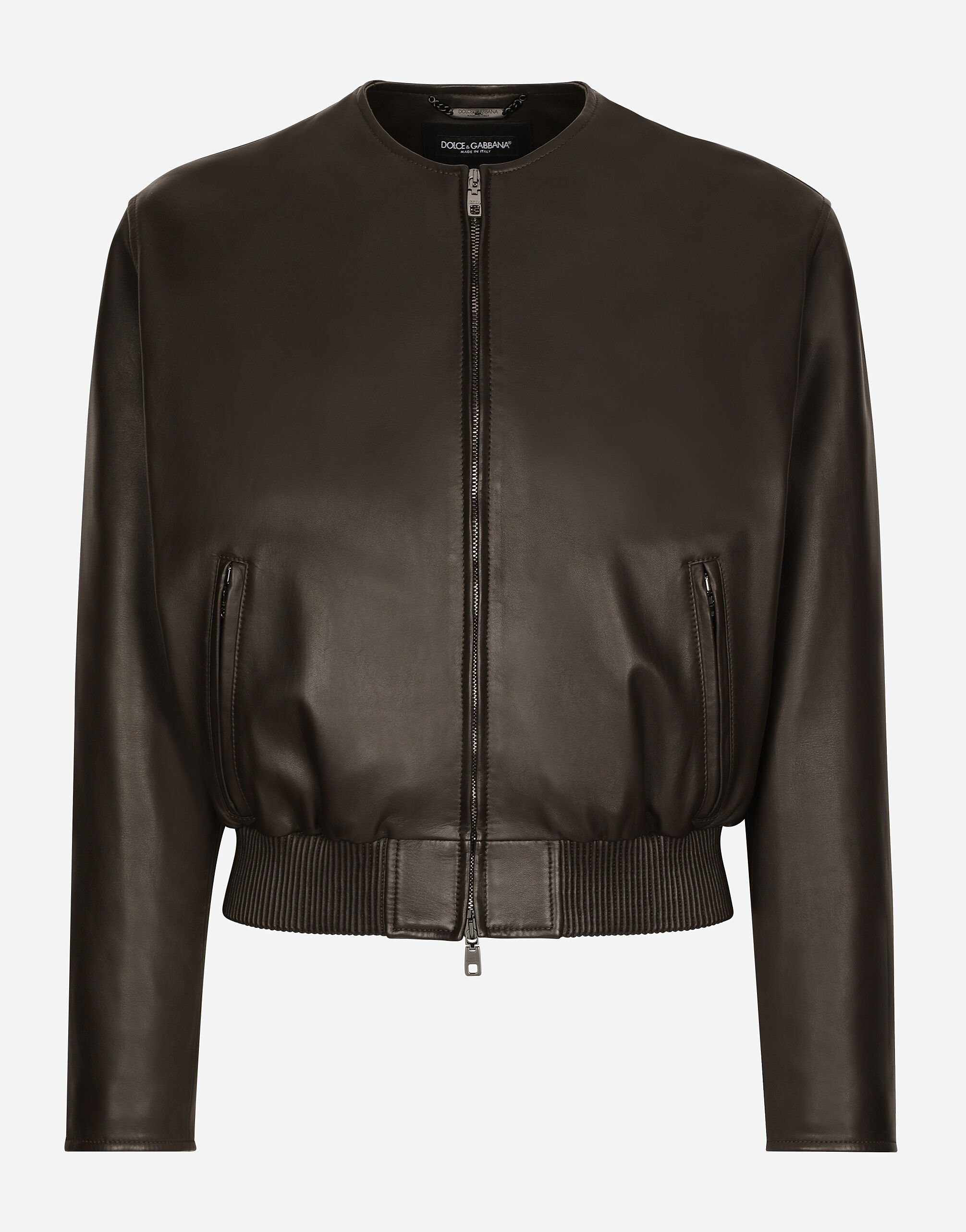 Dolce & Gabbana Leather bomber jacket Black GVR7HZG7I3I