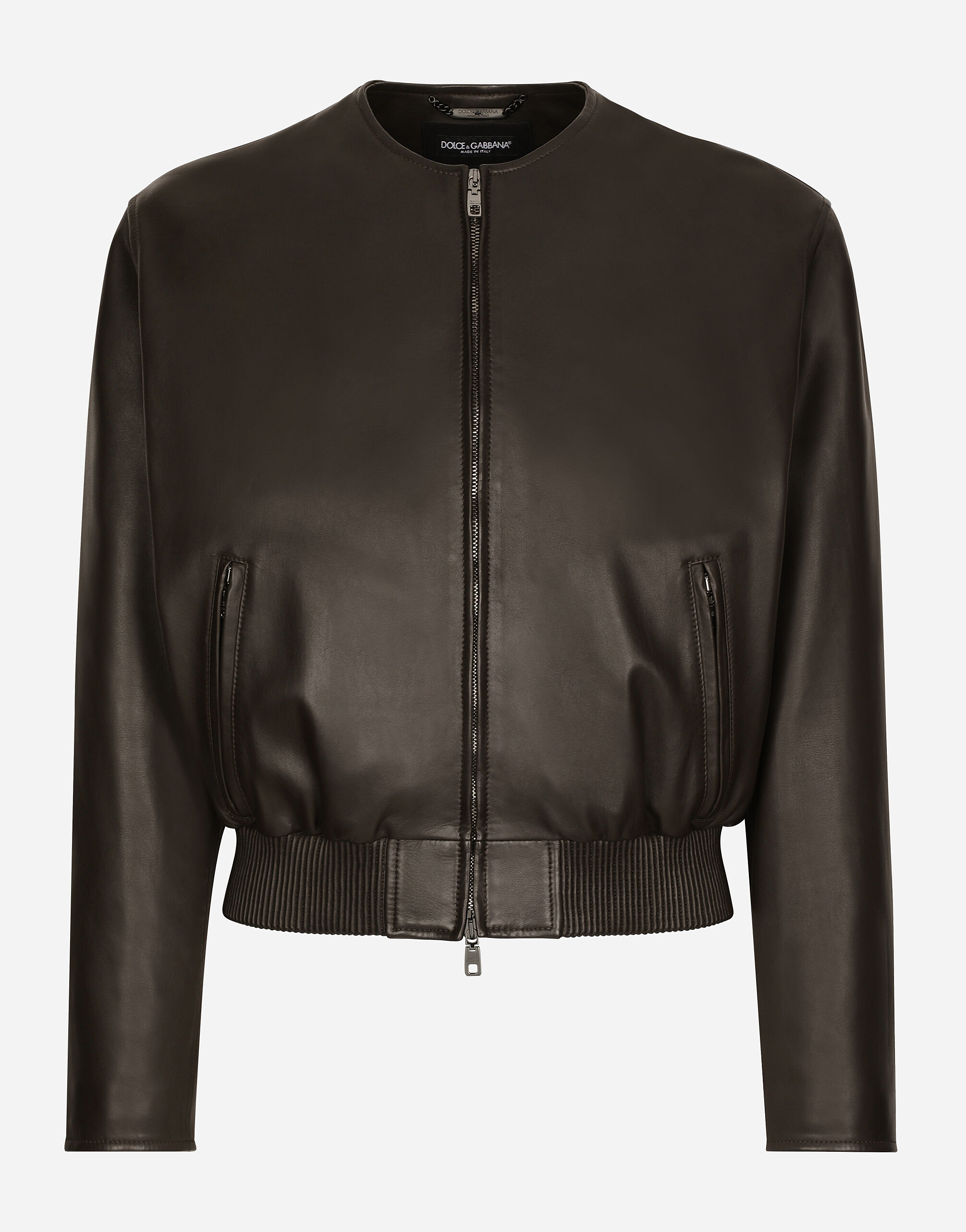 Dolce & Gabbana Leather bomber jacket Brown G9AXHLHULVD