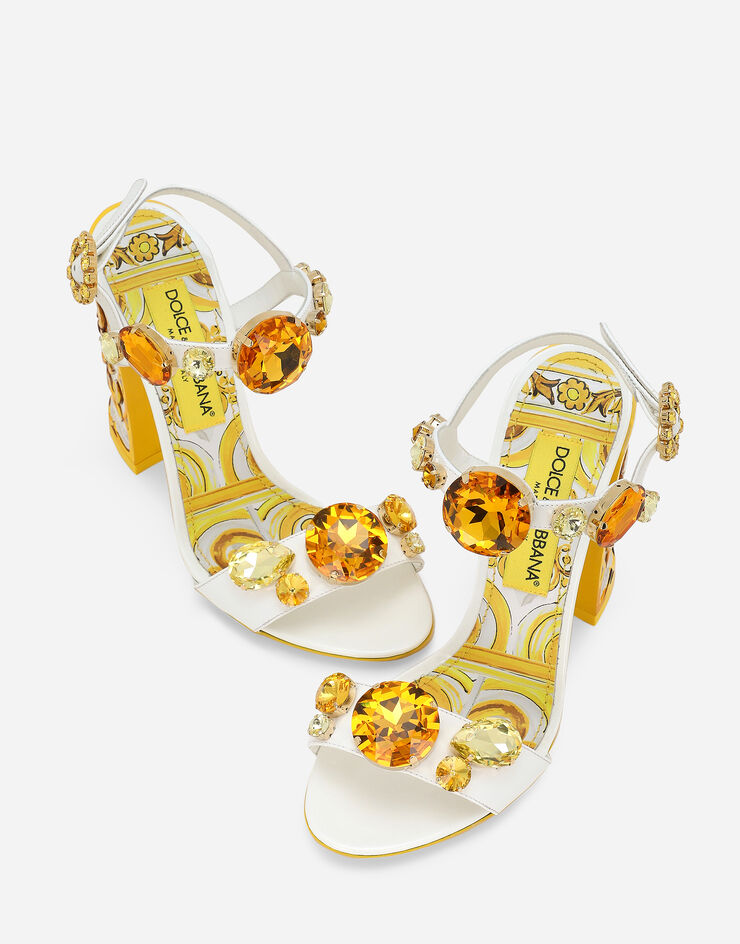 Dolce & Gabbana Patent leather sandals with stone embellishment and painted heel White CR1354AT848