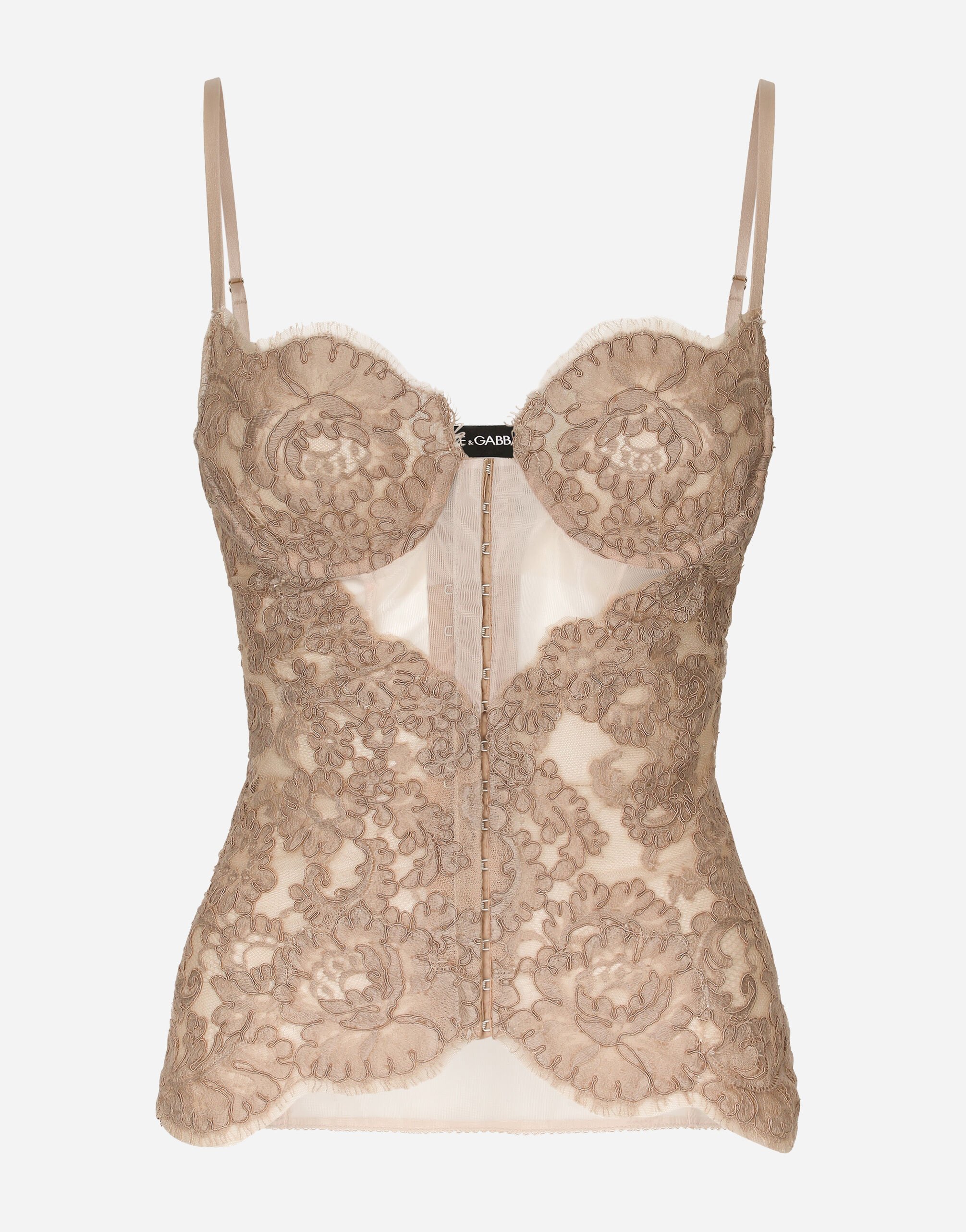 Dolce & Gabbana Lace and tulle lingerie top Pale Pink O7C31TONL22