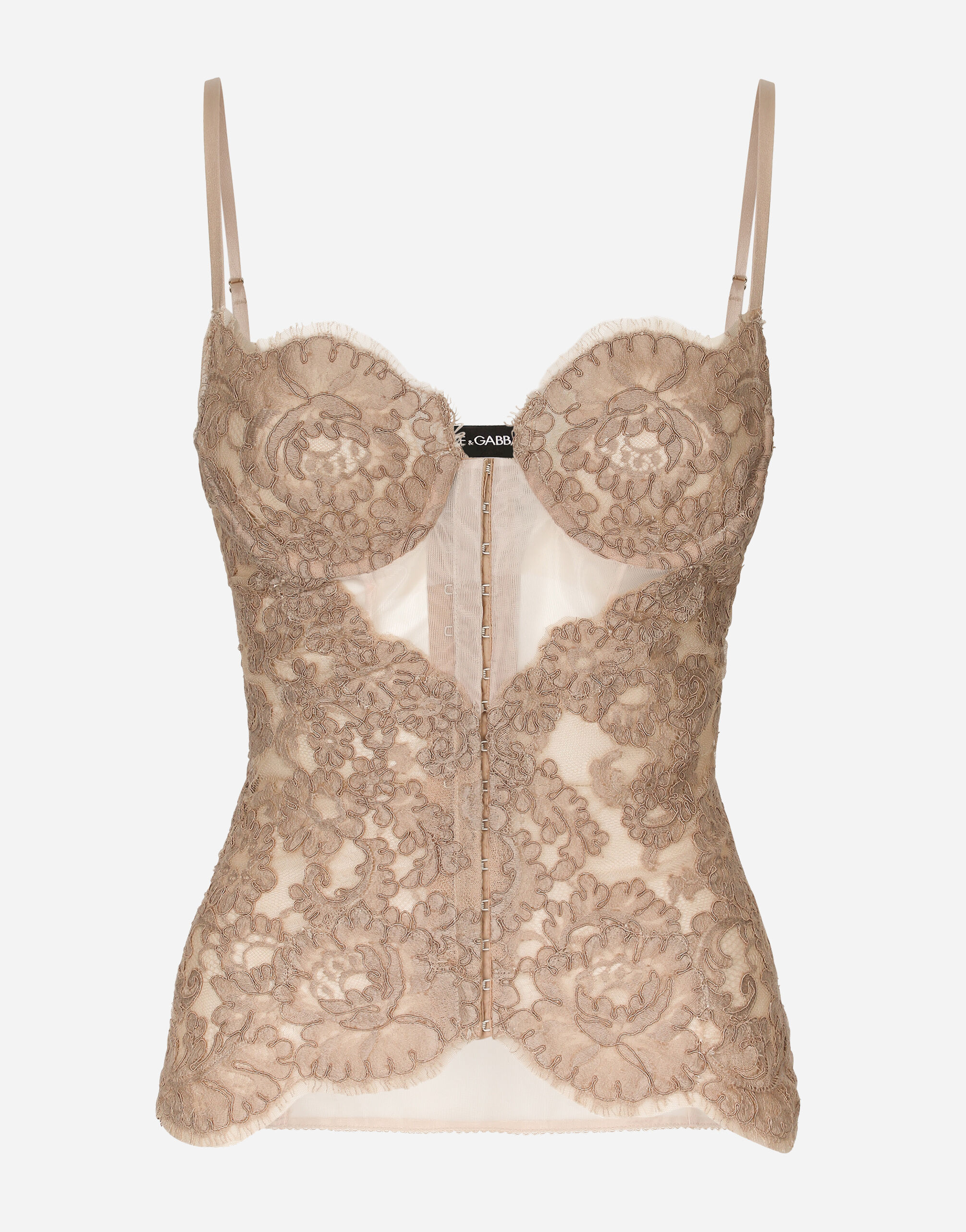 Lace and tulle lingerie top in Pale Pink for Women Dolce Gabbana