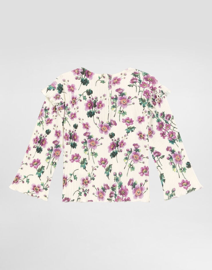 Dolce & Gabbana Violets-print ribbed t-shirt Print L2JTPKHS7QZ