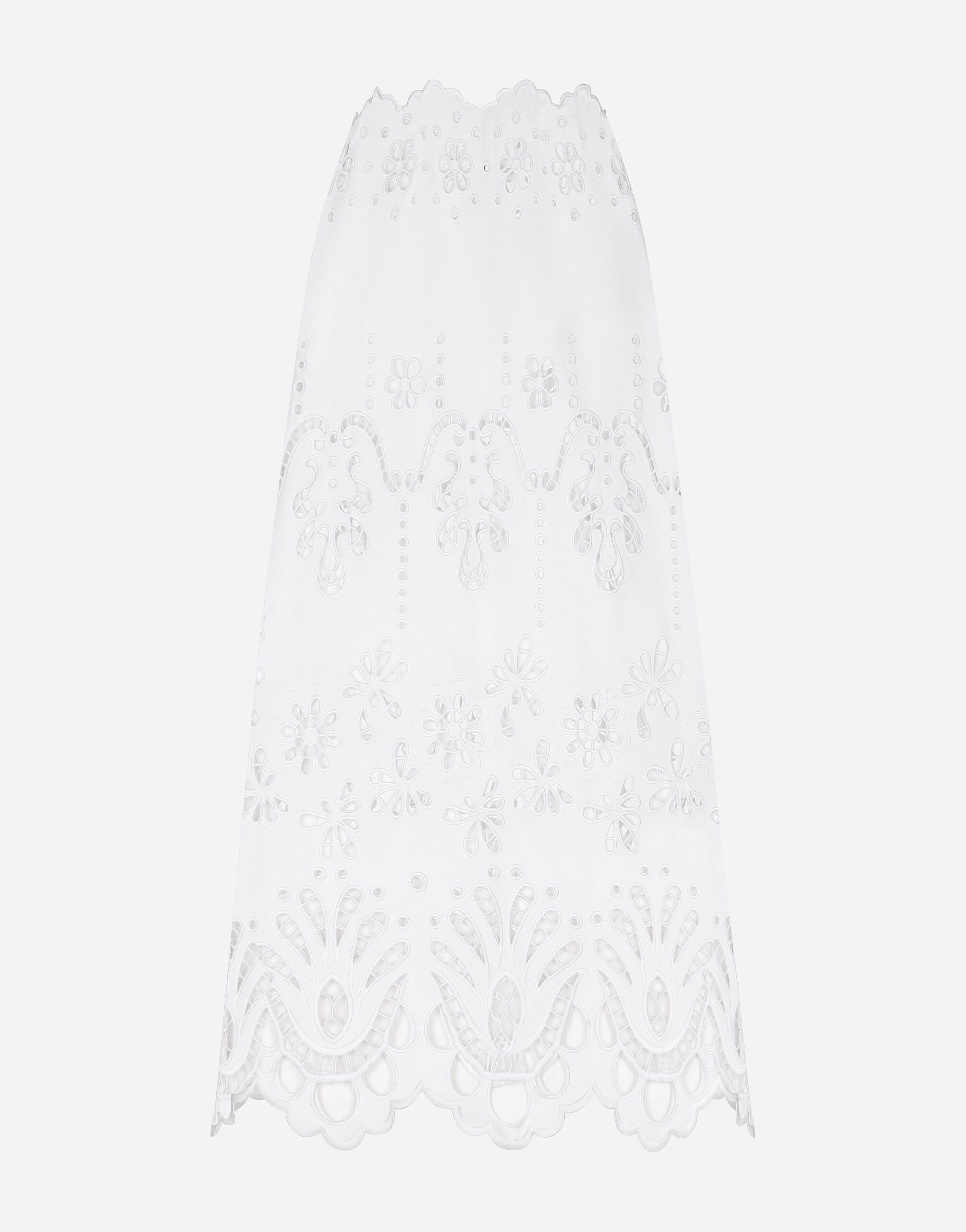 Cotton calf-length skirt with cut-out detailing in White for Women |  Dolce&Gabbana® US