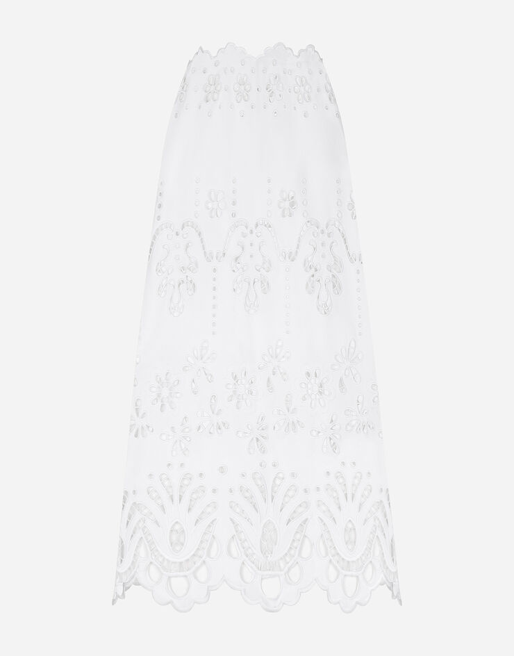 Dolce & Gabbana 挖剪刺绣棉质中长半裙 白 F4CVTZGDCJQ