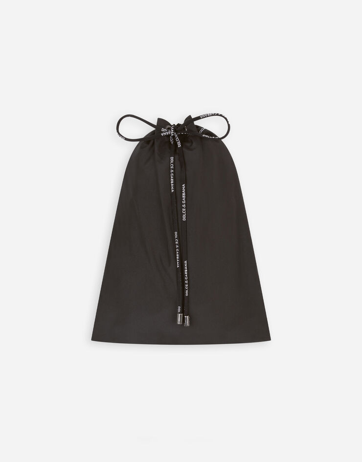 Dolce & Gabbana Mid-length swim trunks with branded stretch waistband Black M4B45TFUSFW
