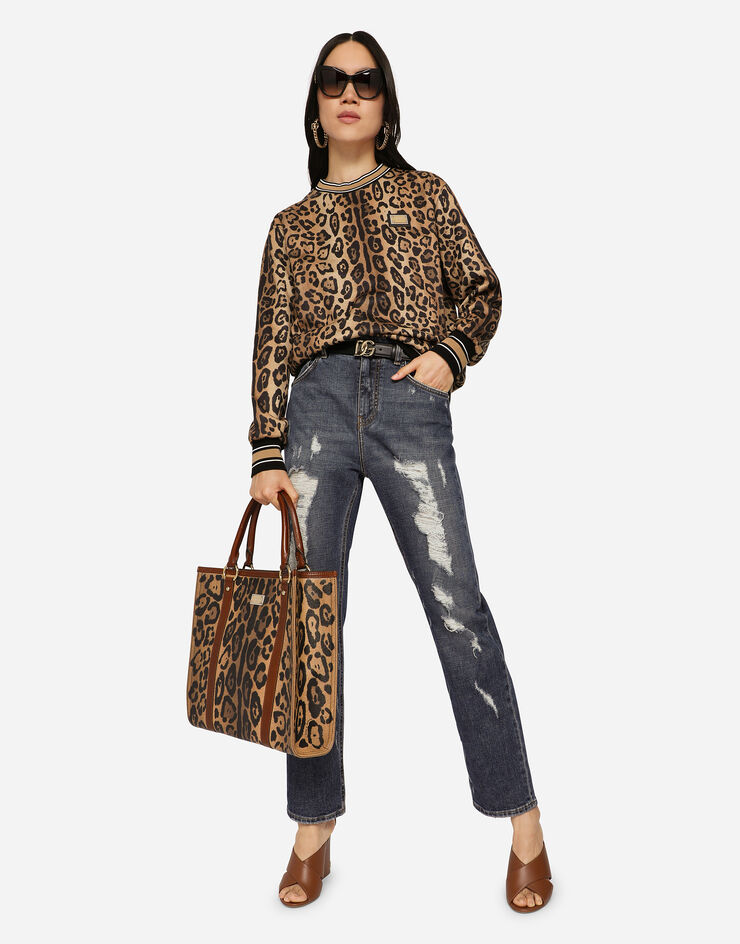 Dolce & Gabbana Leopard-print jersey sweatshirt Multicolor I9ABRWG7BPV