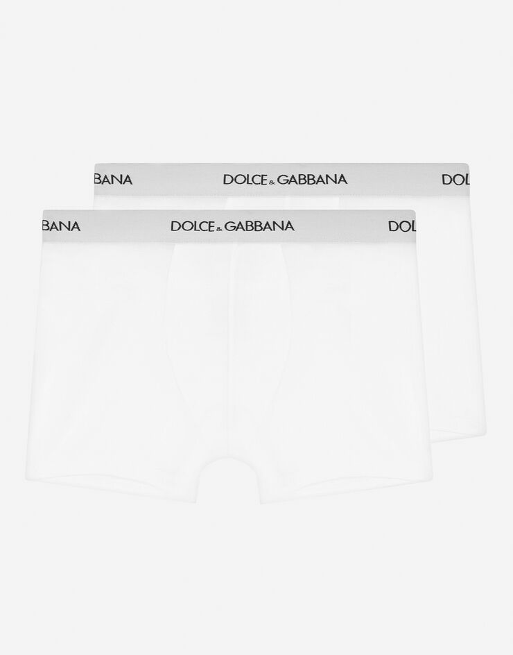 Dolce & Gabbana Bi-pack boxer in jersey con elastico logato White L4J701G7OCT