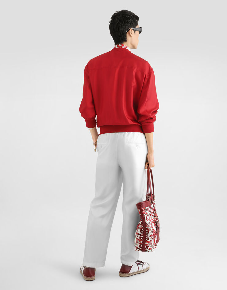 Dolce & Gabbana シルク ツイル ボンバー ジャケット レッド G9BLMZFU1XB
