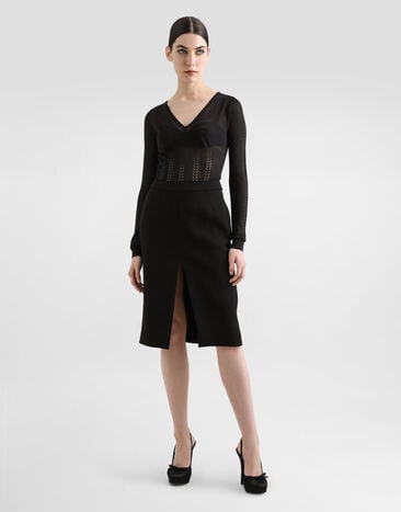 Dolce & Gabbana Silk v-neck sweater Black FXY18TJBSLL
