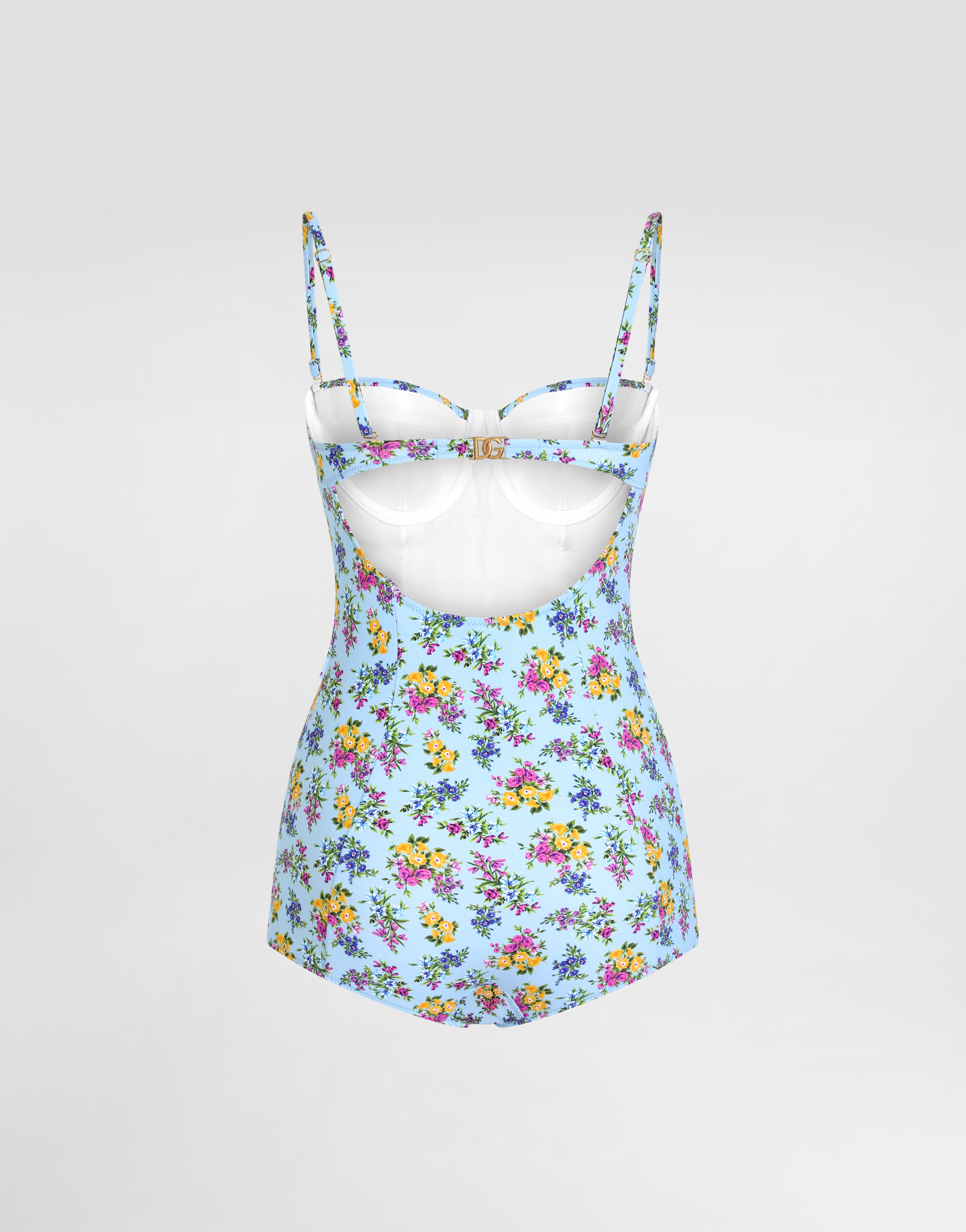 Small floral-print balconette one-piece swimsuit