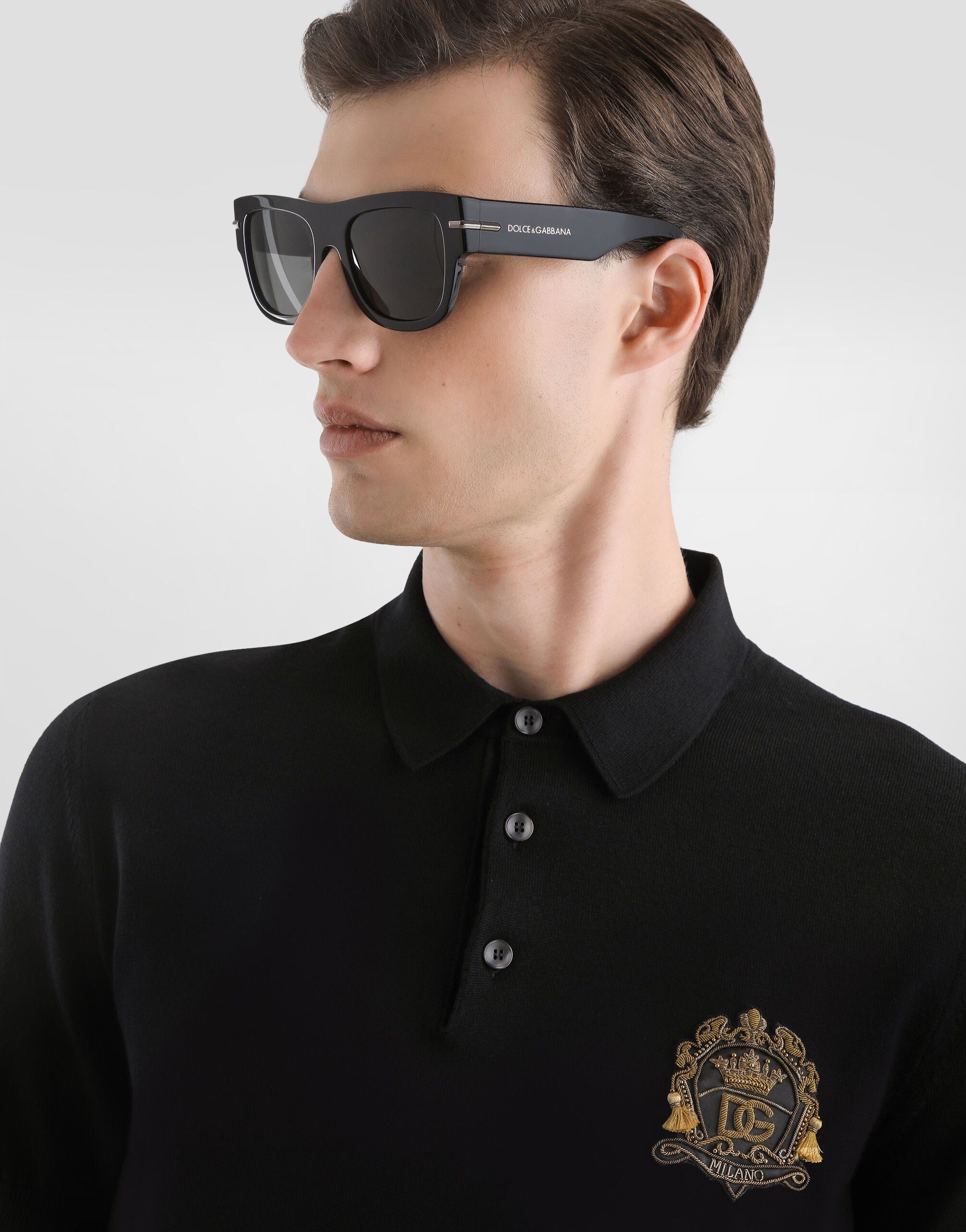 Virgin wool polo shirt in Black for Men | Dolce&Gabbana®