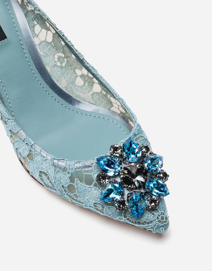 Dolce & Gabbana Lace rainbow pumps with brooch detailing Azure CD0066AL198