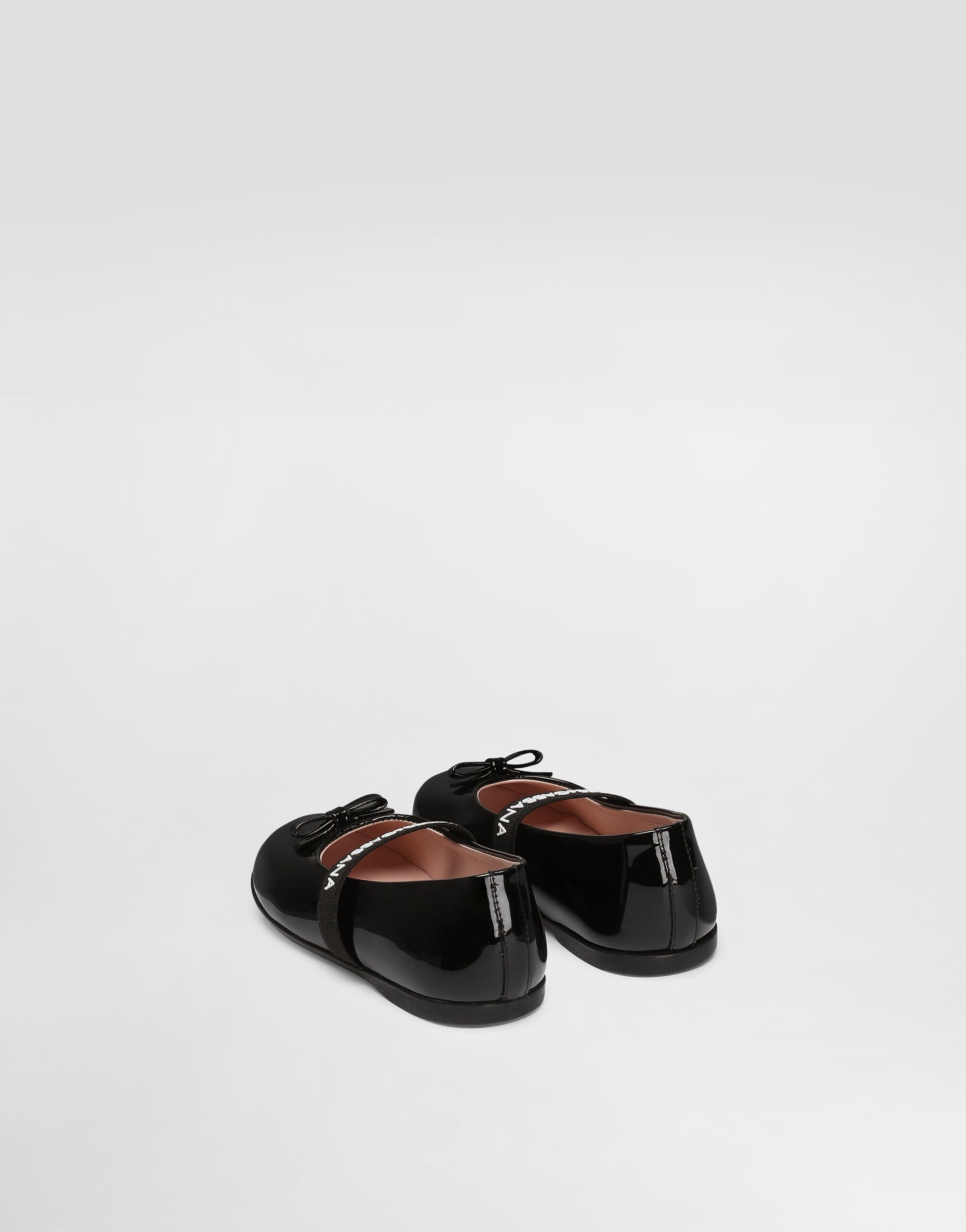 Patent leather ballet flats with elastic in Black for Girls